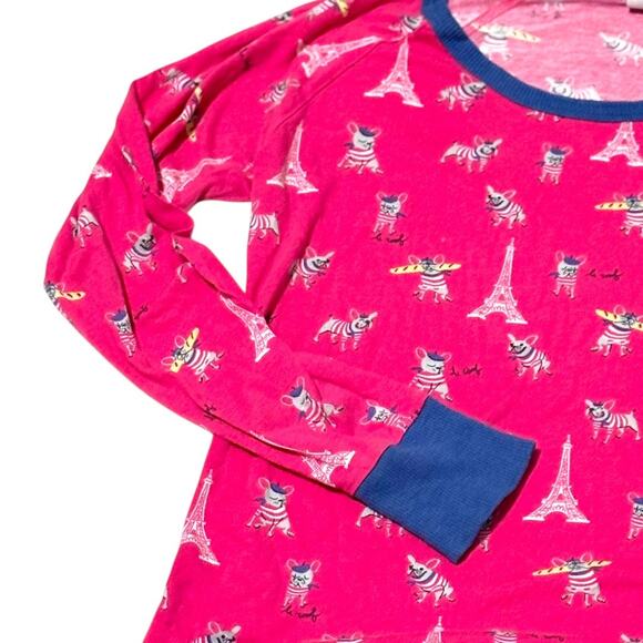 Dogs in Paris Pajama Set - Size L - Thumb Holes Long Sleeve Top with Shorts - Picture 10 of 15